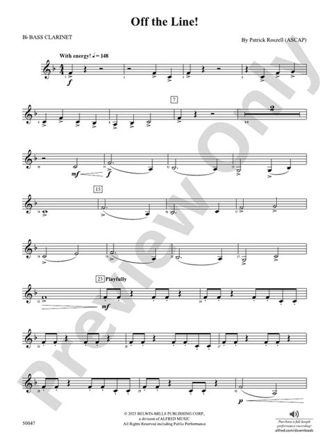 Off The Line B Flat Bass Clarinet B Flat Bass Clarinet Part Digital Sheet Music Download