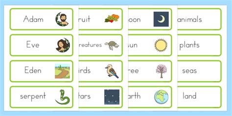 Adam And Eve Creation Story Word Cards Teacher Made