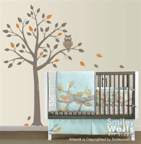 Owl Tree Wall Decal Tree And Cute Owl Wall Decal For Nursery Etsy