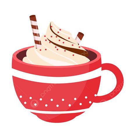 Red Polka Dots White Transparent Christmas Hot Cocoa In Red Polka Dot