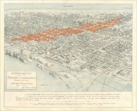 [bird S Eye View Of The Eastern Portion Of The City Of Galveston With The Houses Destroyed By