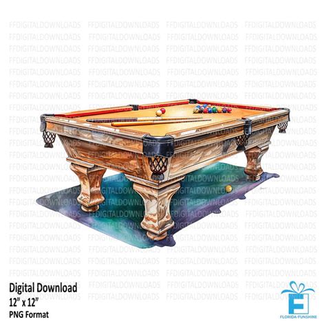 Pool Table Clipart, Pool Table PNG, Watercolor Pool Table, Billiards ...