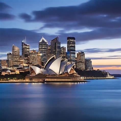 premium photo sydney skyline  australia  twilightai generated