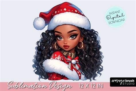 Black Woman Christmas Sublimation Graphic By Orange Brush Studio