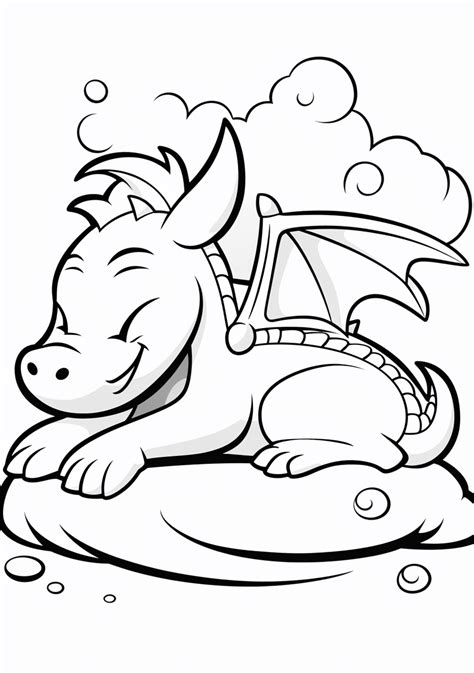 Cartoon Dragon Napping Nook Printable Coloring Page Image Chest