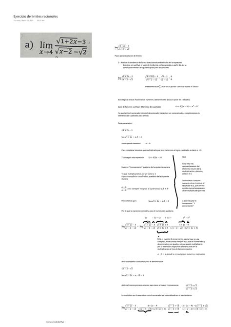 Ejercicio De Limites Racionales Pasos Para Resolucion De Limites