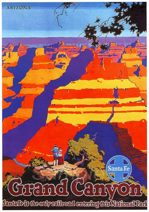 Vintage Grand Canyon Santa Fe Travel Poster Print Etsy