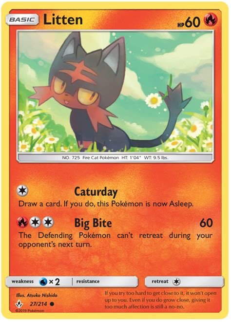 Litten Unbroken Bonds 27 Pokemon Card