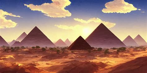 A Stunning Desert Landscape With Pyramids By Makoto Stable Diffusion