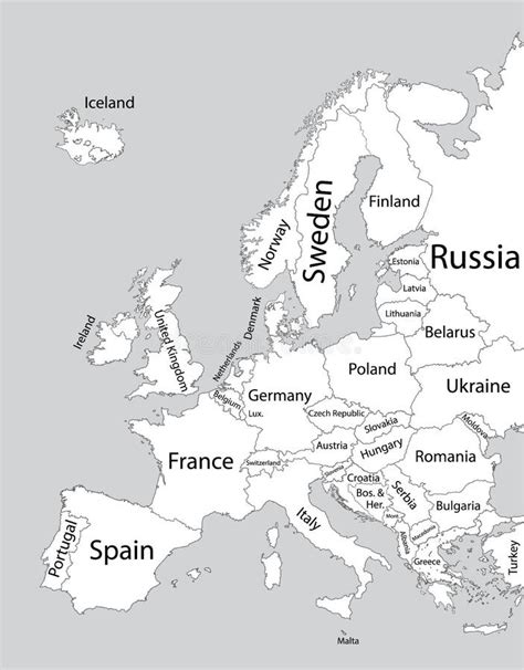 Outline Map Of Europe Simplified Wireframe Map Of Black Lined Borders