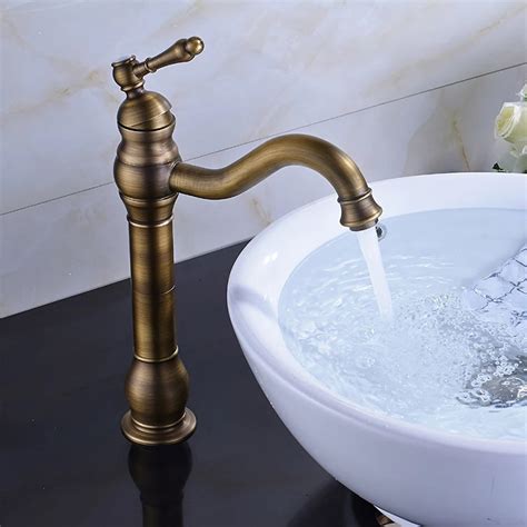 Bathroom Basin Facuet Single Handle Single Hole Antique Brass Wash