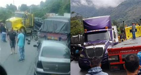 Accidente en vía Ibagué Cajamarca tractomulas provocan cierre hacia la