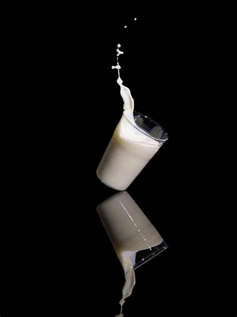 Milk Spilling Out Of Glass On Black by Tom And Steve