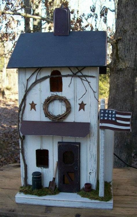 Primitive Birdhouse Americana Birdhouse Americana Rustic Birdhouse