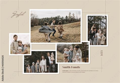 Family Photo Collage Card Layout Template Stock Template | Adobe Stock