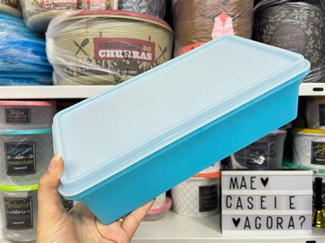 Tupperware Maxi Caixa 2 5 Litros Azul Claro Mãe Casei e Agora