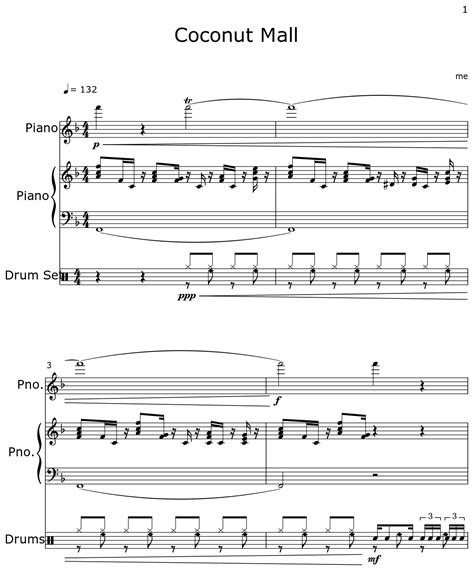 Coconut Mall Sheet Music For Piano Drum Set