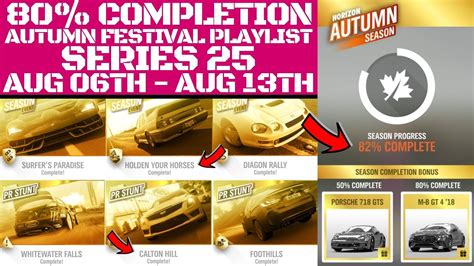 Forza Horizon Autumn Festival Playlist Completion Percent