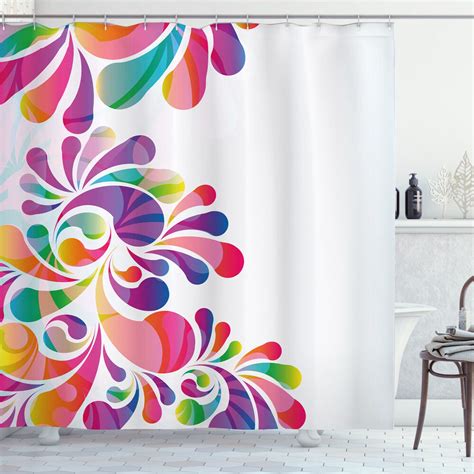 INPERCUST Vibrant Blossom Shower Curtain Elegant Floral Print For Your