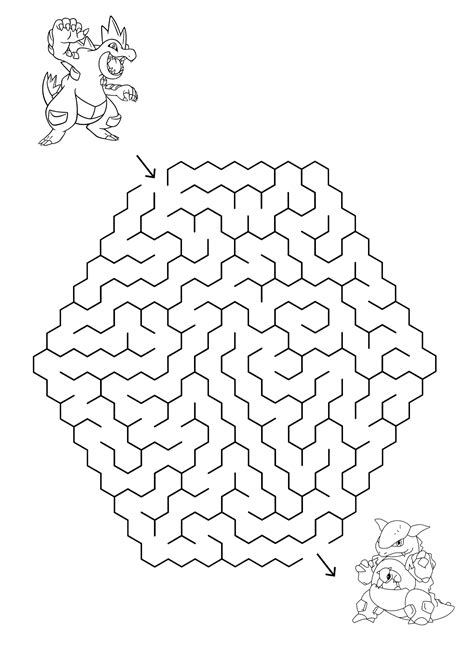 Pokemon maze coloring page - free and printable