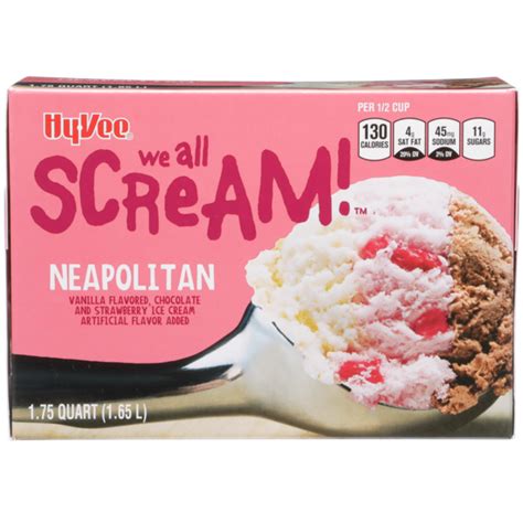 Hy Vee Neapolitan Vanilla Flavored Chocolate And Strawberry Ice Cream