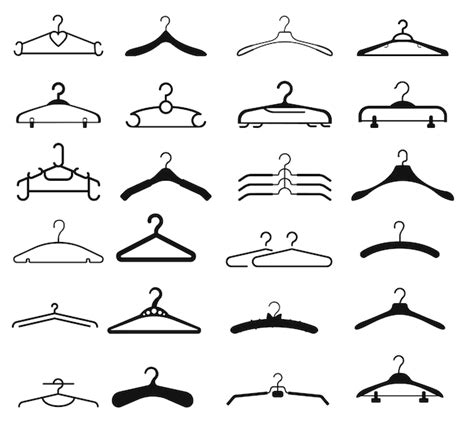 Premium Vector | Hanger cloth equipment set isolated Vector Silhouettes