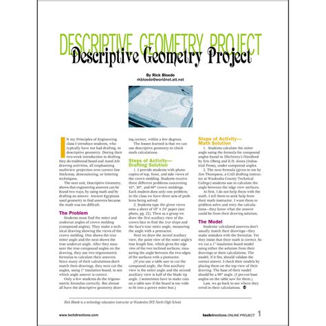 Descriptive Geometry Classroom Project pdf – Tech Directions Books & Media