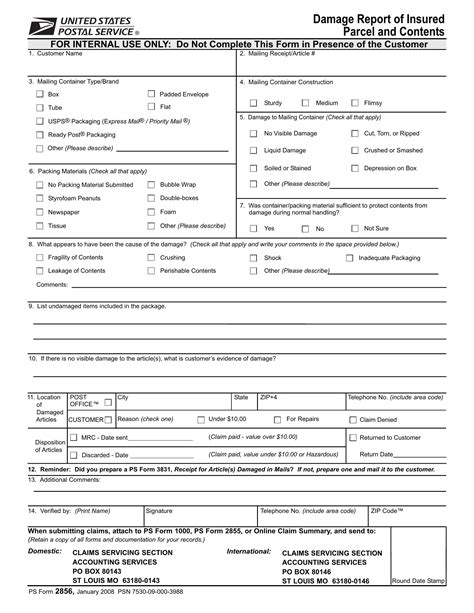 Ps Form 2856 ≡ Fill Out Printable Pdf Forms Online