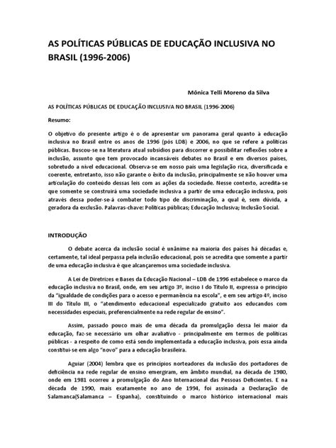 Apostila 2 As PolÍticas PÚblicas De EducaÇÃo Inclusiva No Brasil