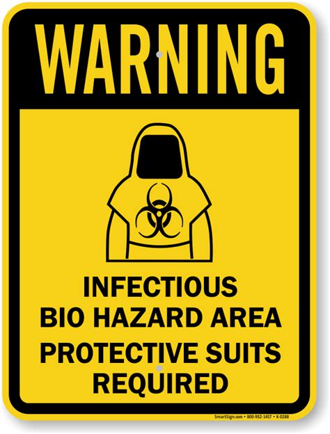 Infectious Bio Hazard Area Protective Suits Required Sign Sku K 0288