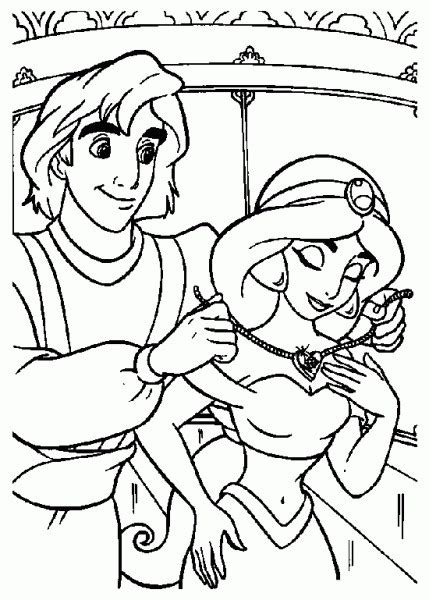 Coloriage Aladdin Offre Un Bijou Jasmine