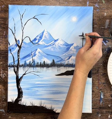 Snowy Mountain Scene Acrylic Painting Tutorial Tracie Kiernan