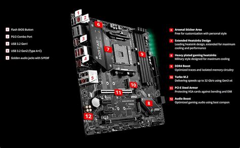 Msi B450m Mortar Max Motherboard Matx Am4 Ddr4 Lan Usb 3 2 Gen2 Type C M 2 Mystic Light