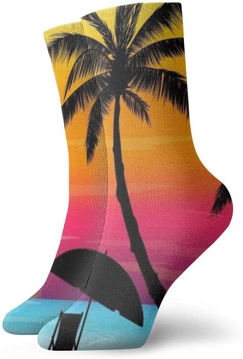 Unisex Crew Socks Sunset Palm Tree Athletic Casual Sock Uk