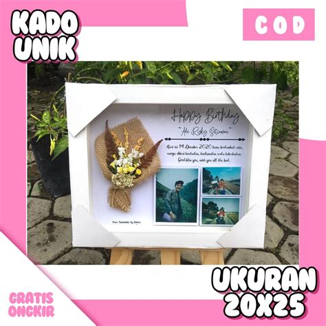 Jual Kado Wisuda Frame R Ultah Bingkai Foto Bunga Kering Flower In