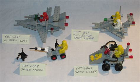 8 Lego "Classic Space" sets with 9 "Classic Astronauts" with solid stud ...