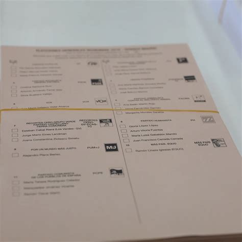 Papeleta De Voto Del Presidente