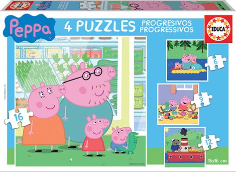 Progressive Puzzles Peppa Pig 6 9 12 16 Educa Borras