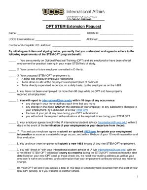 Fillable Online Opt Stem Extension Request Uccs Fax Email Print