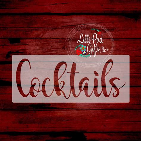 Cocktails 15x5 5 Re Usable Stencil Cocktails Stencil Etsy Custom