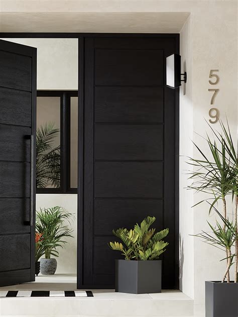 Black Wood Double Front Doors Black Exterior Doors Modern Entrance