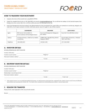 Fillable Online TRANSFER FORM Foord Fax Email Print PdfFiller