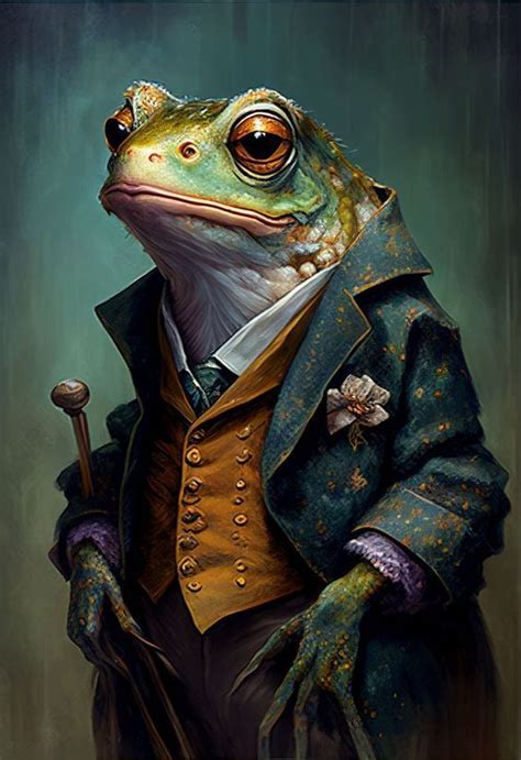 A Frog Dressed As A Gentleman With An Umbrella In His Hand And Holding