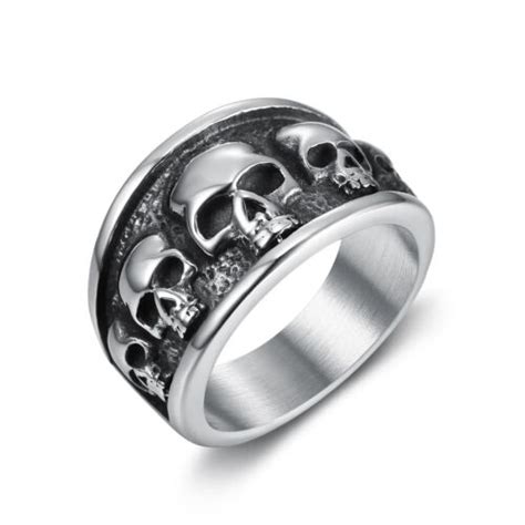 Nordic Vintage Punk Style Stainless Steel Personalized Skull Head Ring