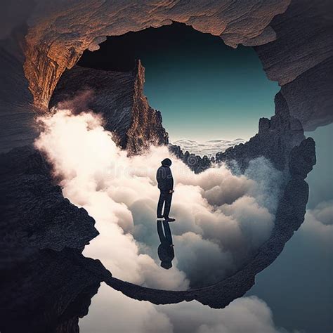 Ai Generated Illustration Of Person Standing On The Edge Of A Cliff