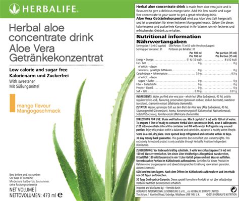 Independent Herbalife Nutrition Member Herbalife Herbal Aloe Concentrate Mango 473ml