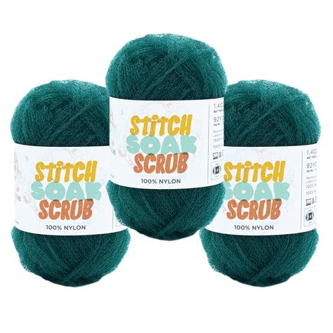 Lion Brand Yarn Stitch Soak Scrub Quetzal Green Medium Nylon Green Yarn