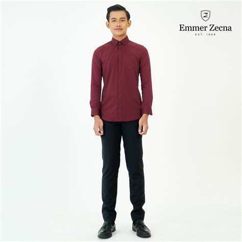 Emmer Zecna Mens Bamboo Mix Slim Fit Plain Long Sleeve P