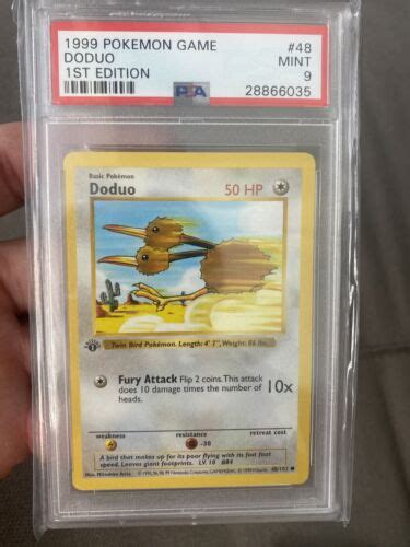 Doduo Pokemon Base Set Shadowless St Edition Psa Ebay