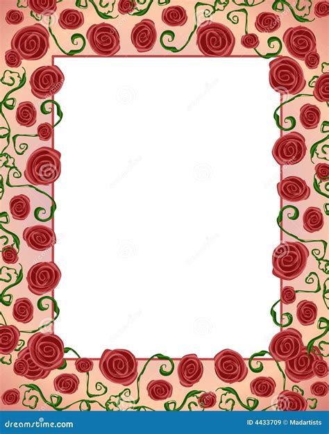 Artsy Folksy Rose Border Frame Royalty Free Stock Images - Image: 4433709